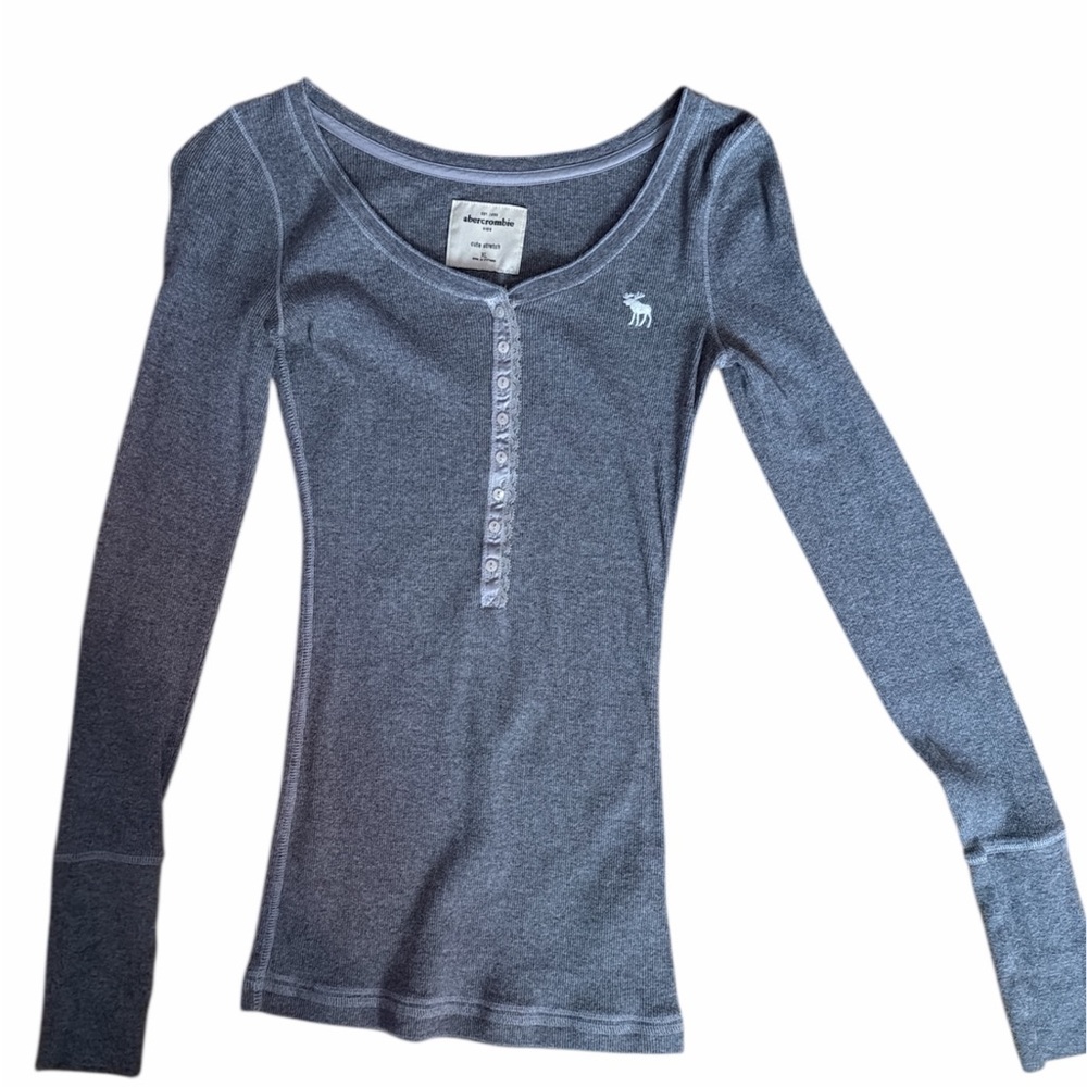Vintage Abercrombie Kids Gray Babydoll Henley Top